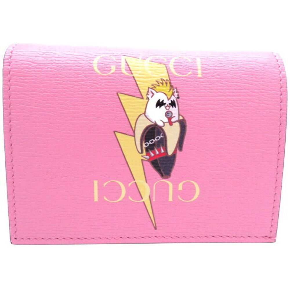 Gucci Bananya Banana Bifold Leather Wallet Pink